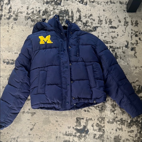 Michigan Navy Puffer Jacket - Picture 1 of 9